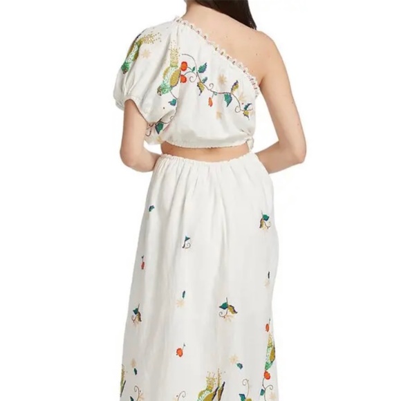FARM RIO Pitanga Embroidery One Shoulder Cut Out Maxi Dress - Picture 11 of 16